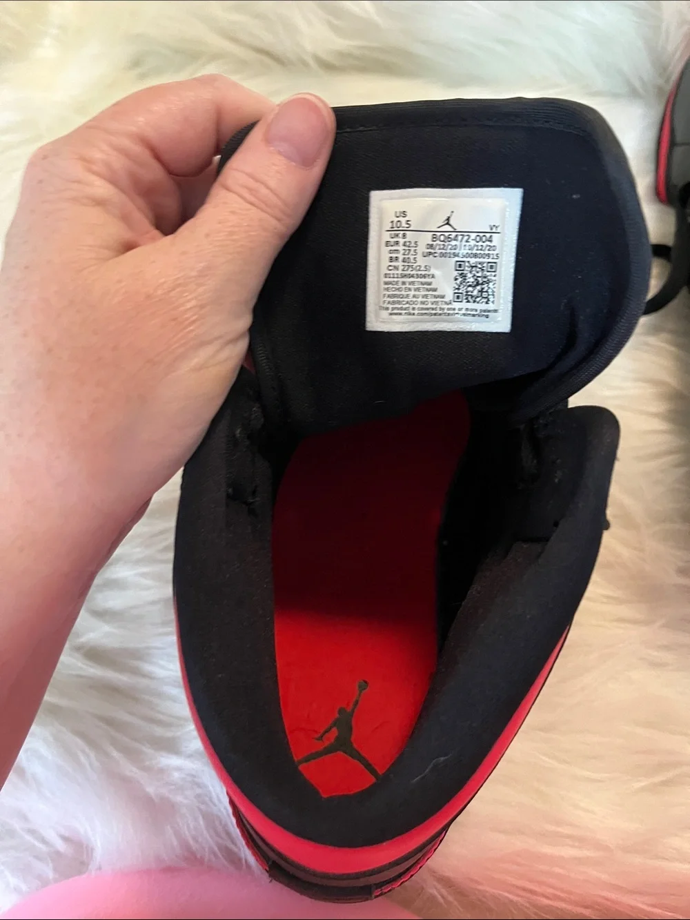 Jordan Men's Black and Red High-Top Sneakers NWOT